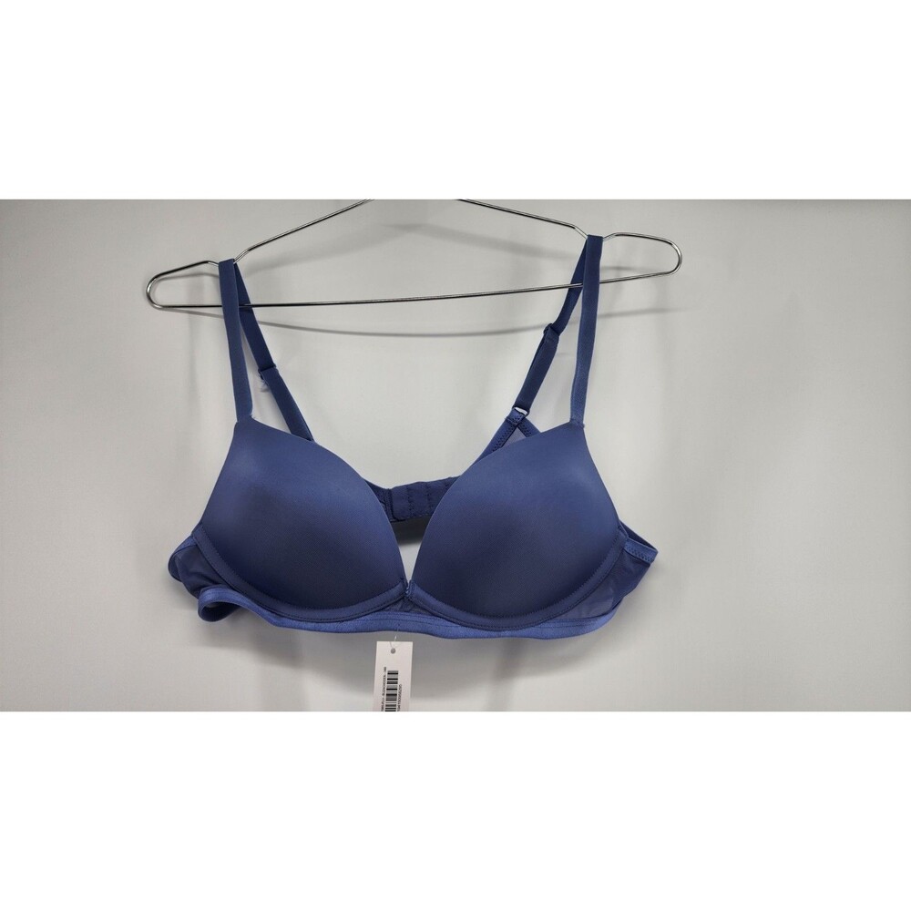 NWT Adore Me 34B Denim Blue Wireless Push Up Plunge Bra